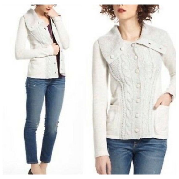 Anthropologie Sweaters - Saturday Sunday Cable Knit Cardigan Sweater Wool